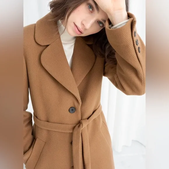 & Other Stories Wool Camel Coat Size 2 - Picture 3 of 9